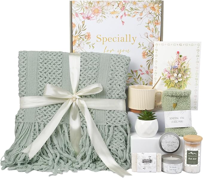 Get Well Soon Gift Baskets for Women, Inspirational Self Care Gifts for Women, Relaxation Chemo Care Package Thinking of You Gifts for Woman, Encouragement Surgery Recovery Miscarriage Gift