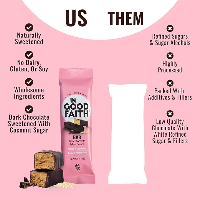 In Good Faith Dark Chocolate Bars, Healthy, Gluten Free, Vegan, Dairy Free Chocolate Bars (6 Pack, Variety Pack)