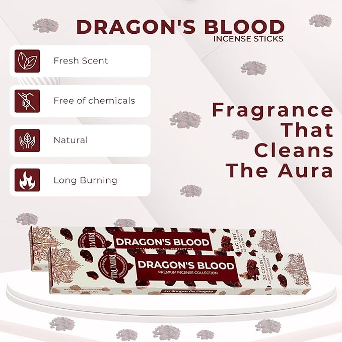 Dragons Blood Incense Sticks for Protection - Total 120 Insence-Sticks - 6 Packs of 20 Insense - Inciensos - Inscents - Natural Non Toxic Ingredients - Incents - Incence - Inscense - Insents