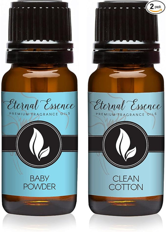 Eternal Essence Oils 2 Pack 10ml Premium Fragrance Oil - Baby Fresh & Clean Cotton - for Candle, Soap Making, Aromatherapy, Diffusers, Home Care, & Humidifiers