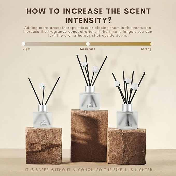 Brakula Reed Diffuser Set Black Vanilla Scented， Reed diffusers for Home， Home Fragrance Diffuser with 7 Reed Sticks for Room/Bathroom Decor 3.38 fl oz(Black Vanilla)