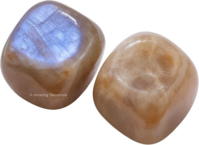 Amazing Gemstone Sun Moonstone Crystals and Healing Stones Tumbled - 1 Oz Sun Moonstone Stone, Natural Healing Stones for Energy Balance, Stress Relief - Polished Gems Rocks