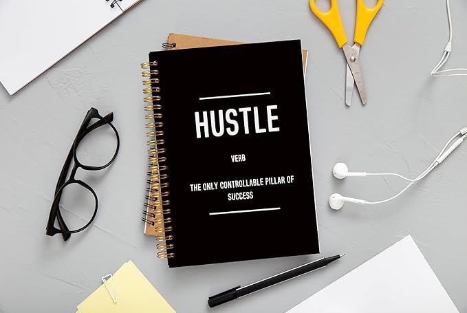 Hustle Definition Inspirational Notebook, Motivational Journal Gifts for Coworkers Women Men, Inspiring Work Spiral Notebooks 5.5x8.3 Inch