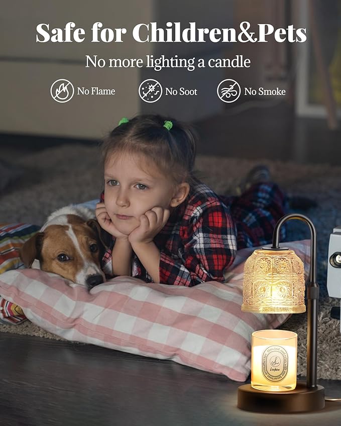 Dimmable Candle Warmer Lamp with Timer Adjustable Height, Mothers Day Birthday Gifts for Mom, Home Decor Housewarming Gifts for Women, Modern Electric Wax Melt Warmer for Scented Jar Candles
