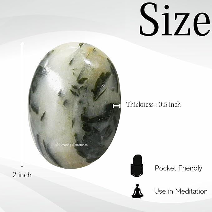 Amazing Gemstone Green Tourmaline in Quartz Crystals and Healing Stones - Large Palm Stone Crystals Piedra - Crystal for Good Luck, Positivity, Meditation - Unique Stocking Stuffers Gifts for Women