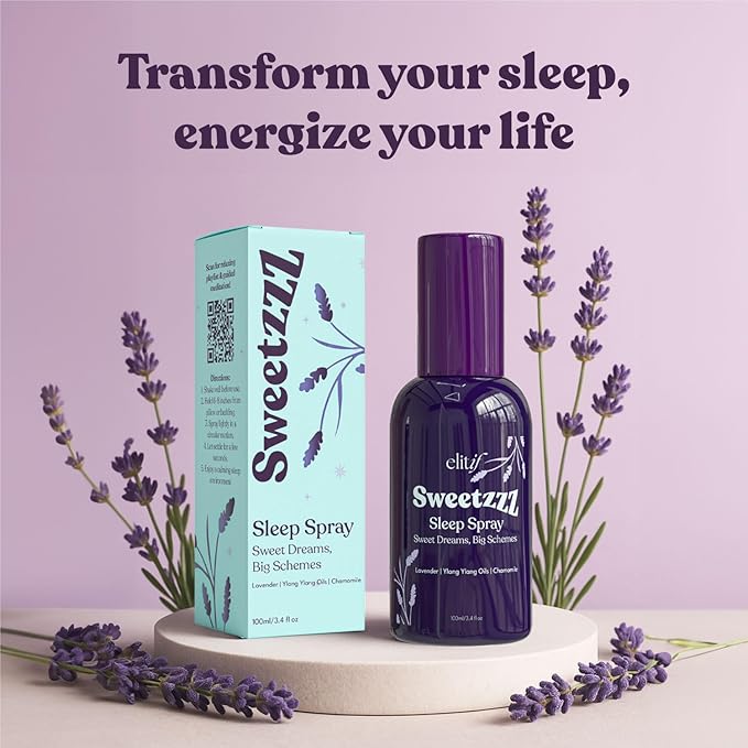 Lavender Pillow Spray for Sleeping – Aromatherapy Sleep Mist & Natural Bedtime Linen & Room Spray – Vegan, Non-Toxic, Travel-Friendly – Sweetzzz by Elitif