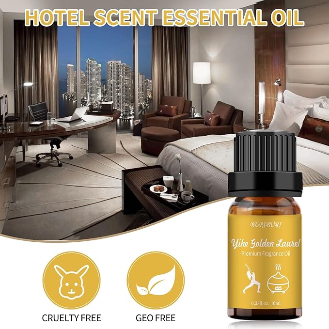 BURIBURI Hotel Scent Essential Oil, Lifestyle Hotel Collection Fragrance Aromatherapy Oil Blends, Air Freshener Hotel Collection Diffuser Oil - Yihe Golden Laurel