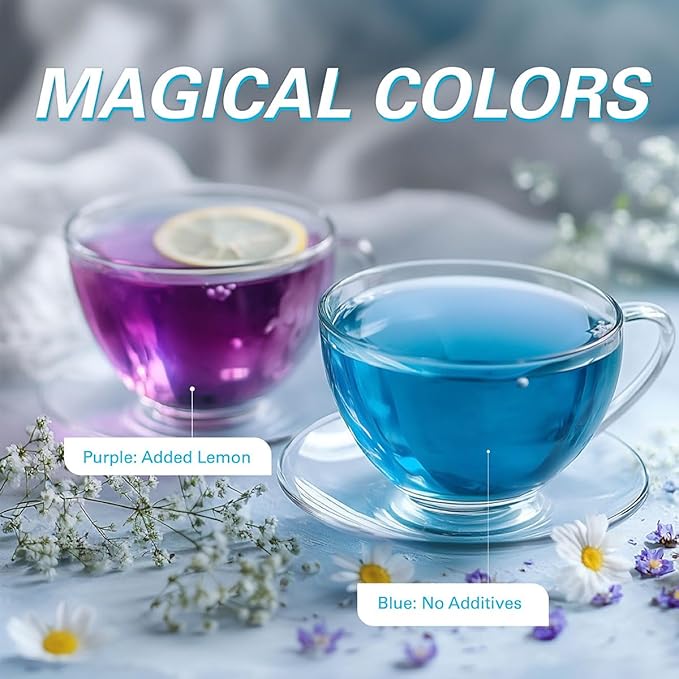 WT WEETEE Butterfly Pea Flower Powder, 100% Natural & Pure from Blue Butterfly Pea Flowers, Caffeine Free Herbal Tea For Blue & Purple Drinks
