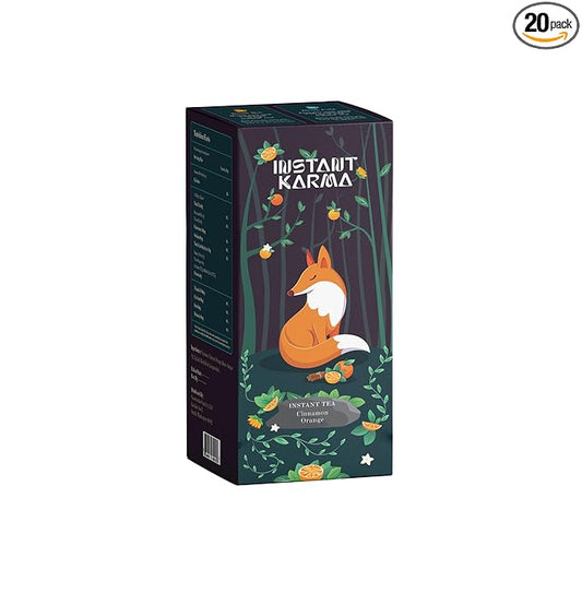 Instant Karma | Cinnamon Orange Instant Tea | All Natural, Caffeine-Free, No Added Sugar | Herbal Wellness Tea 20 Sachets (Cinnamon Orange)