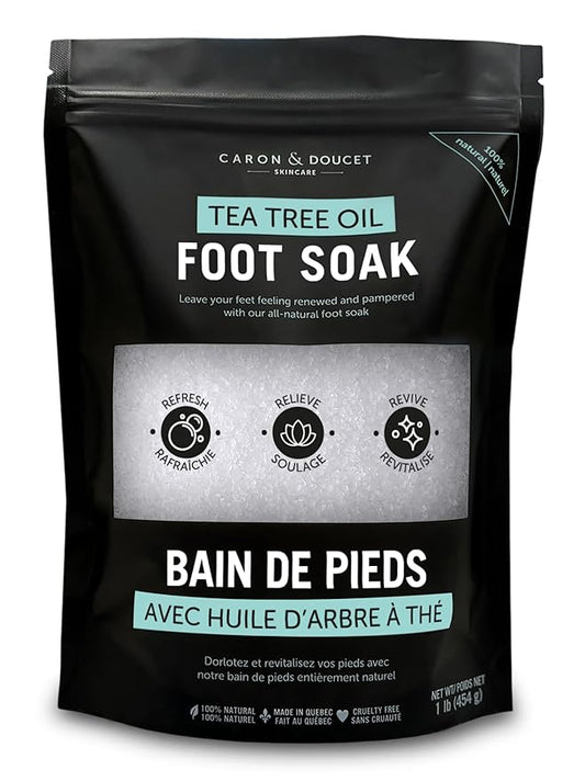 CARON & DOUCET Tea Tree Oil Foot Soak with Epsom Salt and Dead Sea Salt - Natural - Soothes Sore & Tired Feet, Helps Reduce Foot Odor Scent, Softens Calluses - 1lb