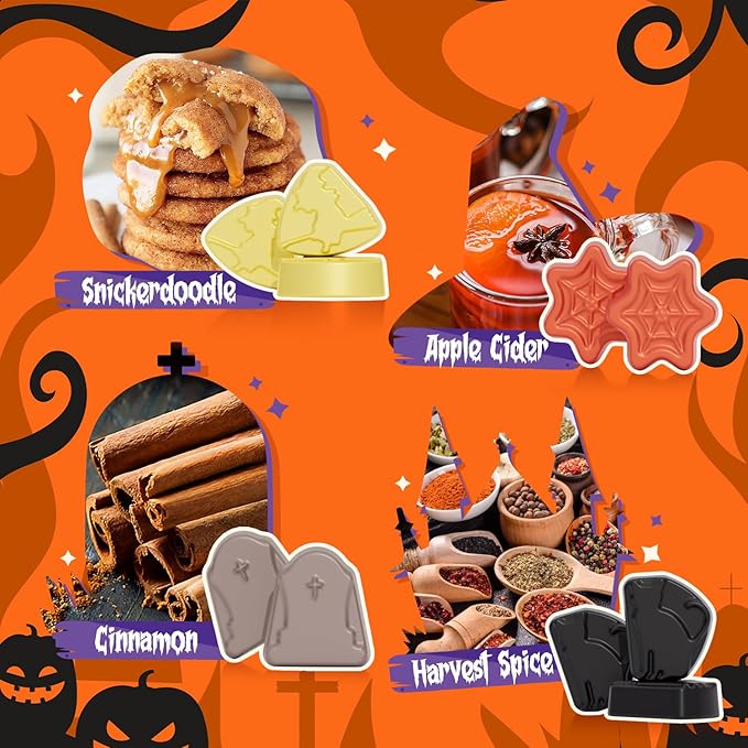 SALKING Halloween Scented Wax Melts, Fall Soy Wax Melts Gift Set, Wax Cubes/Tarts for Warmer - Pumpkin Pie, Caramel Apples, Candy Corn, Vanilla, Snickerdoodle, Apple Cider, Cinnamon, Harvest Spice