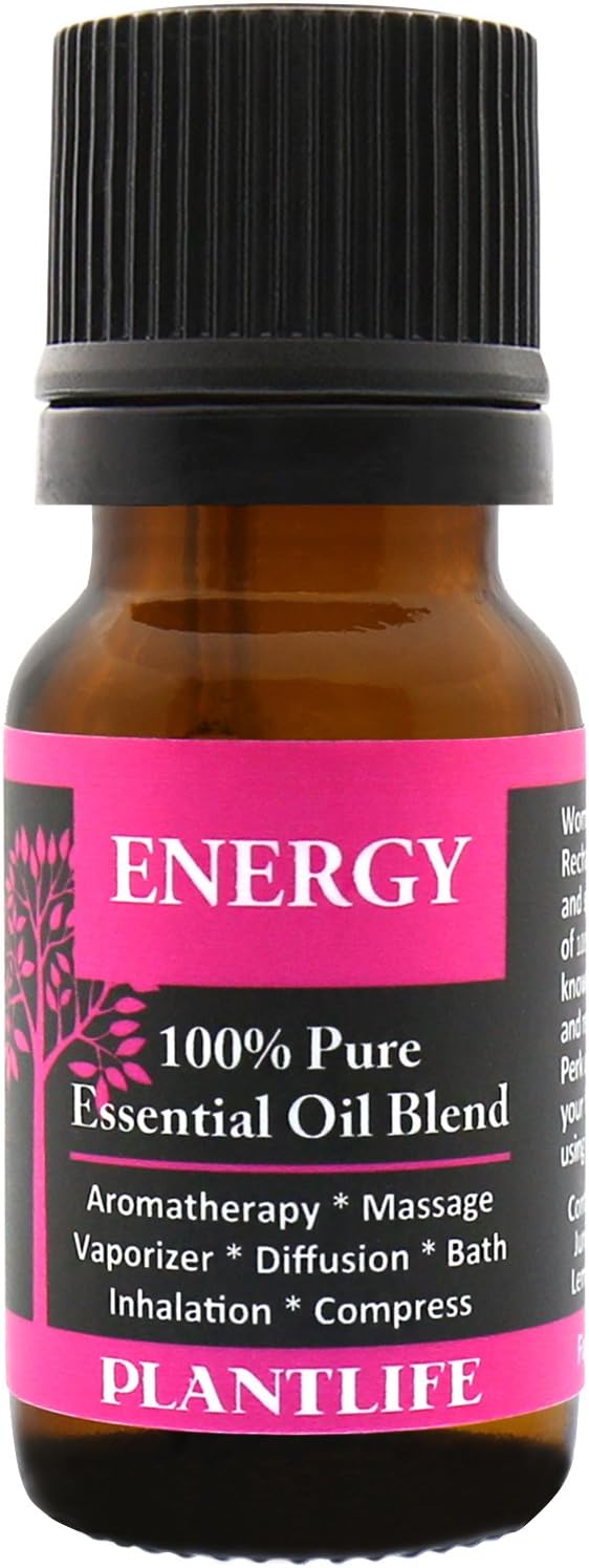 Plantlife Energy Aromatherapy Essential Oil Blend - Straight from The Plant 100% Pure Therapeutic Grade - No Additives or Fillers - Made in California 10 ml