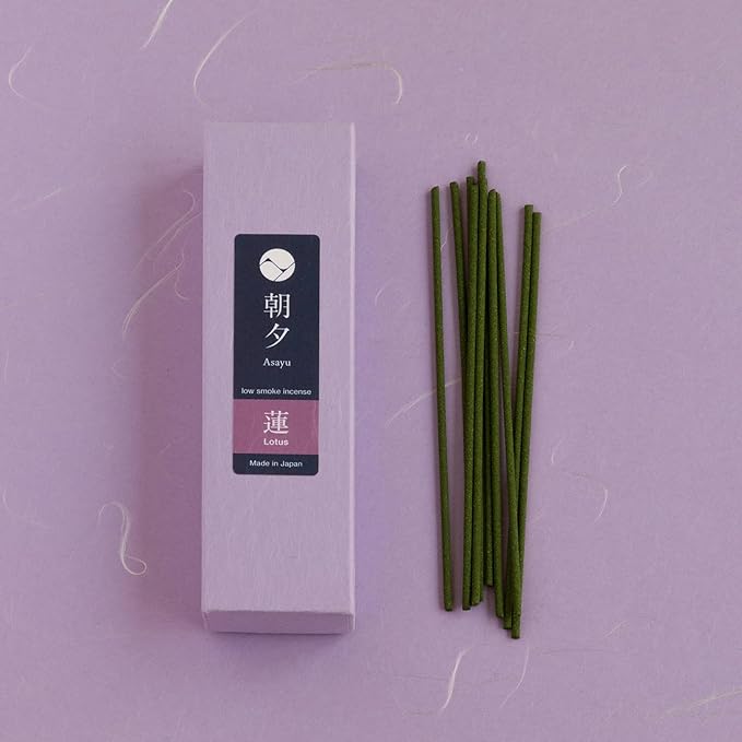 Asayu Japanese Low Smoke Incense Sticks Lotus Scent 20g (0.71 oz), Made in Japan Quality Incense for Morning Meditation, Yoga, Relaxation