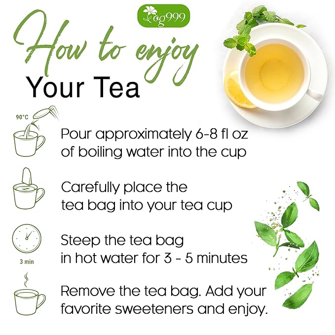 TOG999, Premium 30 Moringa Leaf Tea Bags, 100% Natural & Pure. Loose Leaf Moringa Herbal Tea. No Sugar, No Caffeine, No Gluten, Vegan.