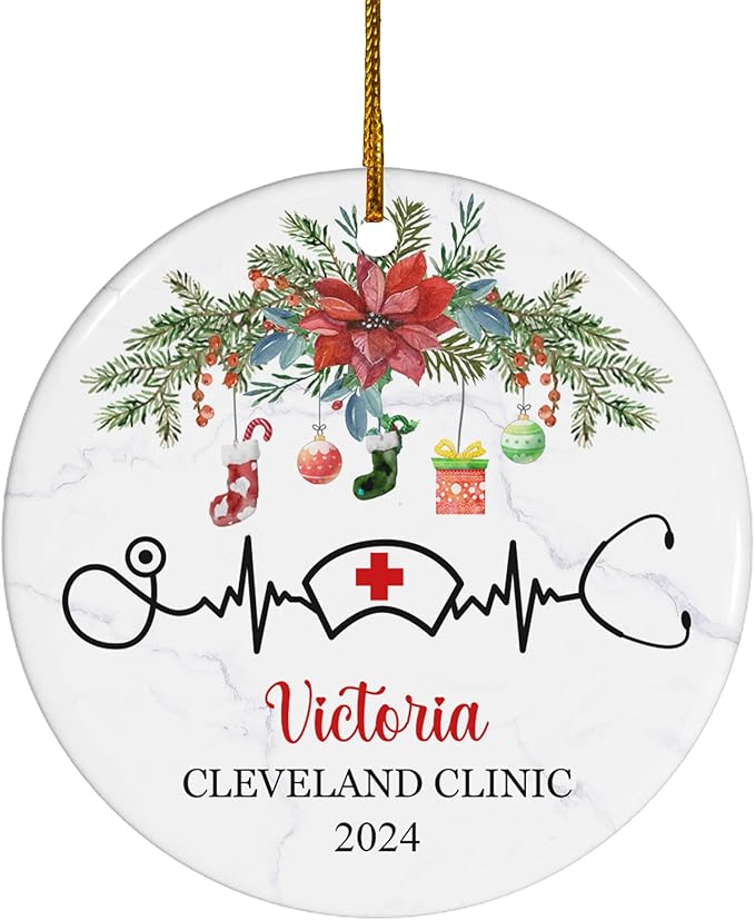 FLOCHIL Personalized Nurses Christmas Ornaments, Custom Ornaments Nurse with Name, Best Nurse Ornament, Gifts for Women, Christmas
