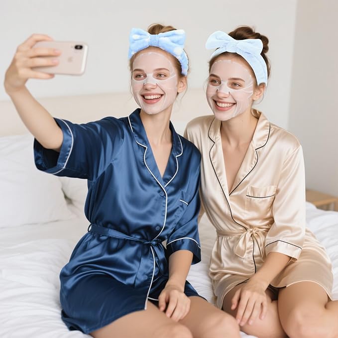 8 Pack Spa Headband for Washing Face Stocking Stuffers Skincare Headbands Bulk for Women Girls Soft Coral Fleece Hairband Cute Bow Headbands for Washing Face Makeup