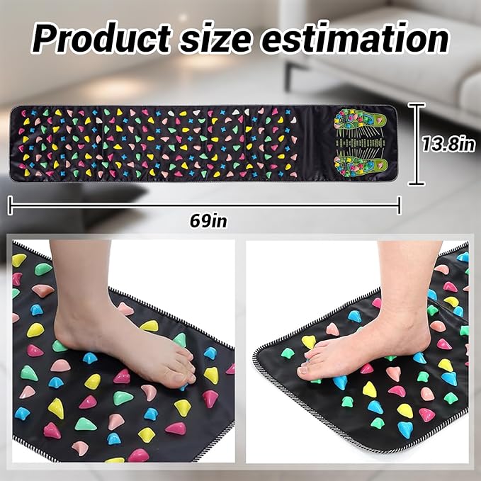 Foot Massage Mat,Acupressure Mats, Reflexology Mat for Pain and Stress Relief, Relaxation, Ideal for Elderly, Students, Office Workers, 68.9 x 13.78 Inches