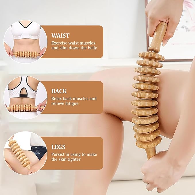 3PCS Wood Therapy Massage Tools, Lymphatic Drainage & Body Sculpting Wooden Massager, Maderoterapia Anti-Cellulite Tool for Deep Tissue Massage, Pain Relief & Muscle Recovery