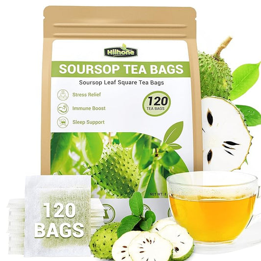 Soursop Leaf Herbal Tea (Graviola) - Caffeine & Sugar Free, 120 Count