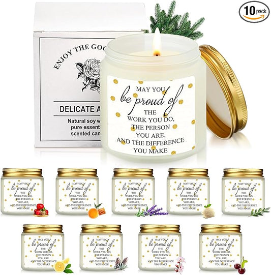 Fumete 10 Pcs Jars Scented Soy Candles 3.5 oz Candles Thank You Gifts for Employee Appreciation Gifts Secretary Coworker Nurse Teachers