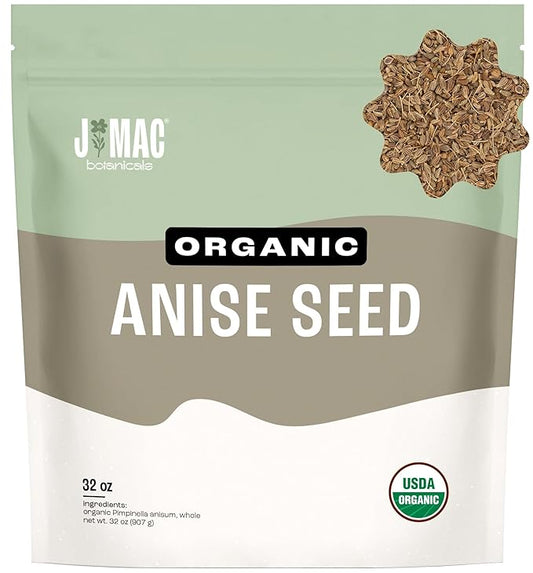 J Mac Botanicals Organic Anise Seeds (32 oz) Certified USDA Organic. Whole aniseed for cookies, tea, powder, or baking