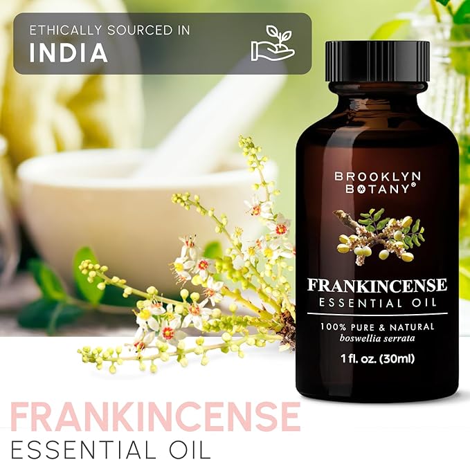 Brooklyn Botany Frankincense Essential Oil - 100% Pure and Natural - Premium Grade Oil with Dropper - for Aromatherapy and Diffuser - 1 Fl Oz