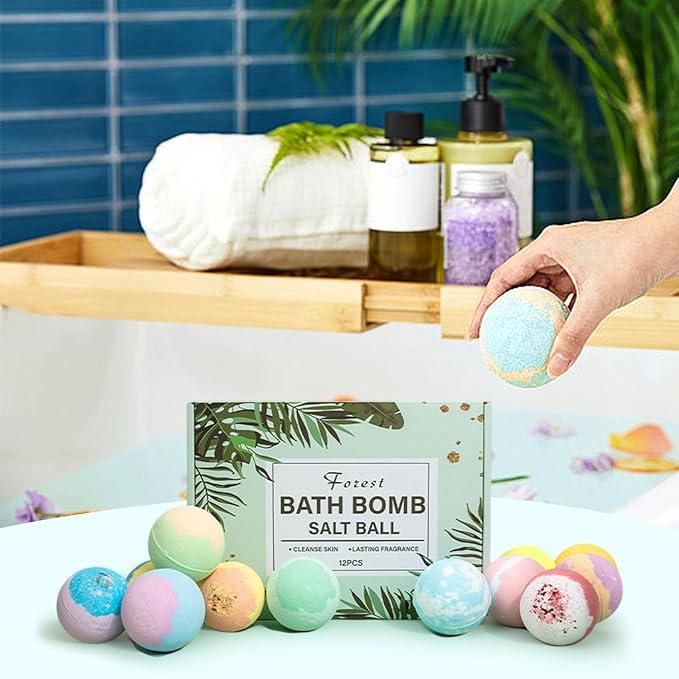 Bath Bombs for Women 12 Gift Sets, Shea Butter & Essential Oils Bath Bomb for Skin Moisturizing, Bubble Spa Bath, Bubble Bath for Kids, Idea Gifts for Women Men Wife, Girlfriend, Mothers