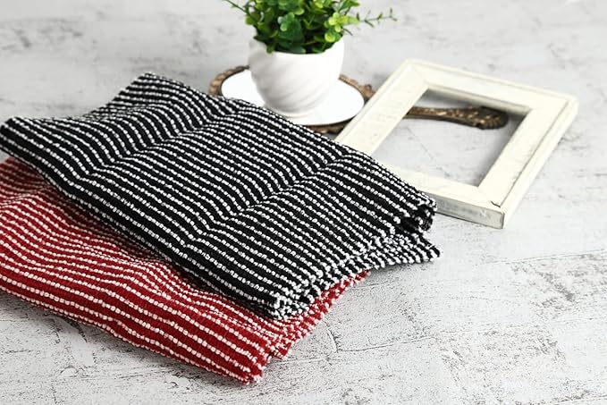 Exfoliating Washcloth [Made in Japan] Extra Long Exfoliating Towel Special Texture Makes Fluffy Foam Lather, Back Scrubber, Dead Skin Cell Remover, Loofah for Women and Men (2pcs Set(Black, Red))