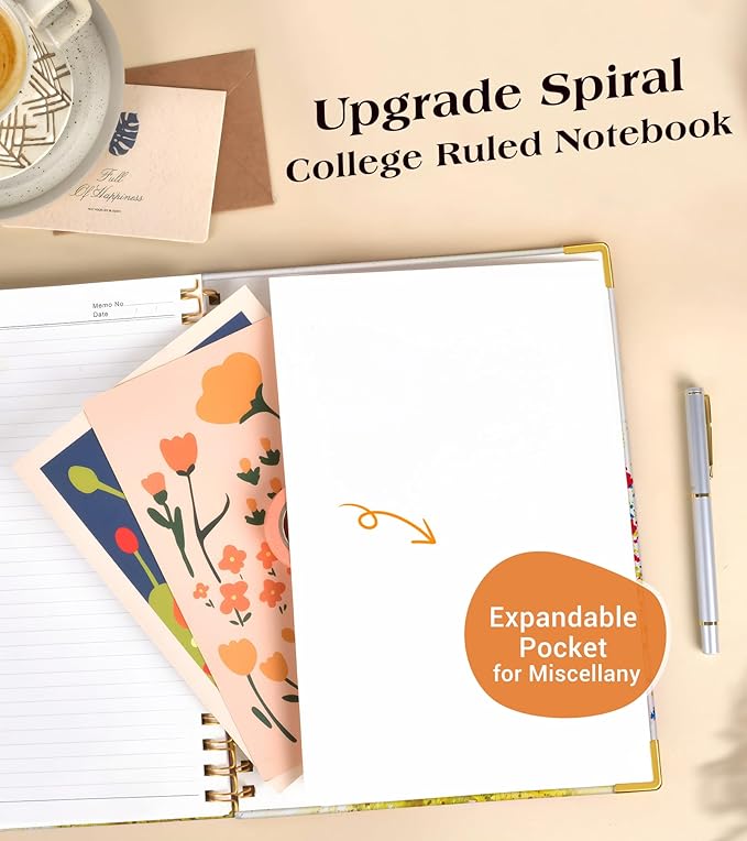 Lined Spiral Notebook Journal for Women, 200 Pages Cute Notebooks 8.5” x 11”, A4 Large Hardcover Spiral Journals with 100 GSM Thick Paper, College Ruled Notebook for Writing Work School, Colorful Tree of Life