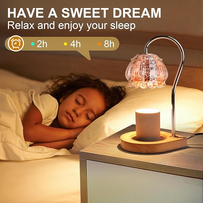 Dimmable Flower Candle Warmer Lamp with Timer, Dimmable Electric Candle Warmer Melter Light,Gifts for Women Home Decor Cozy House Warming,White Orange