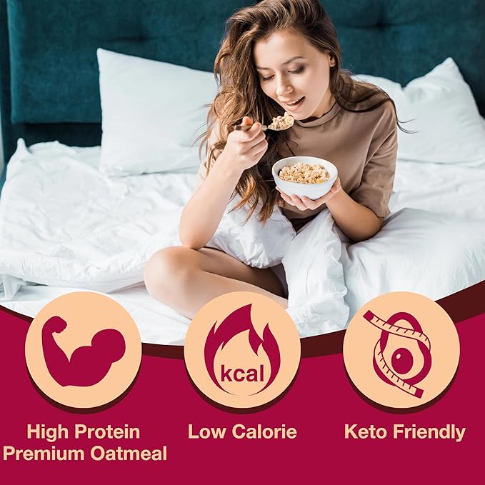 ProtiDIET High Protein Apple Cinnamon Oatmeal - 15g Protein, Sugar Free with Added Fiber - Instant Oatmeal for a Healthy and Nutritious Breakfast, Packed with Essential Nutrients - 7 Packets Per Box