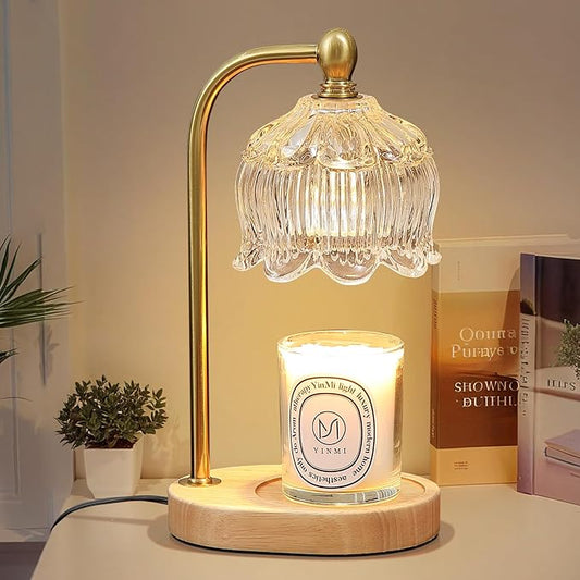 Candle Warmer Lamp with Timer Dimmable,Antique Brass Candle Lamp,Wax Melt Warmer Light for Jar Candles,Mother's Day/Birthday/Christmas Gifts for Mom/Wife,Home Decor Lamp,with 2 Bulbs
