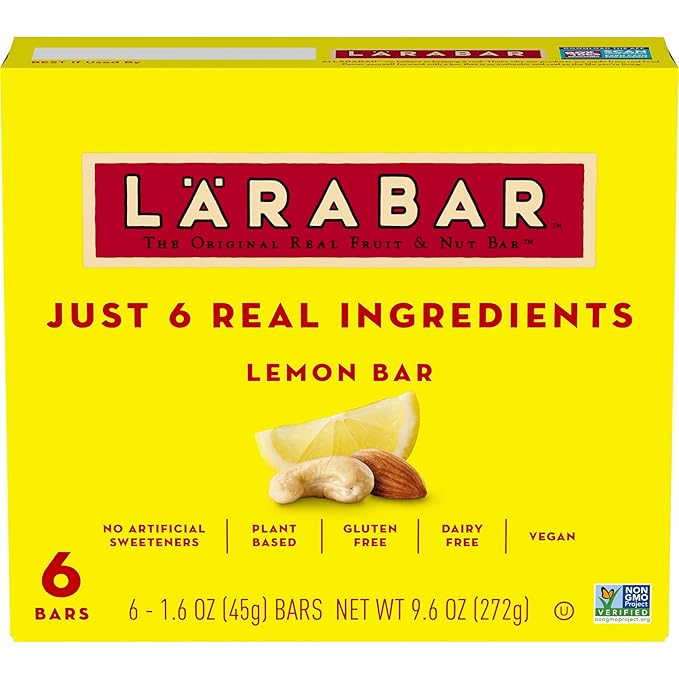 Larabar Lemon Bar, Gluten Free Vegan Fruit & Nut Bar, 1.6 oz Bars, 6 Ct