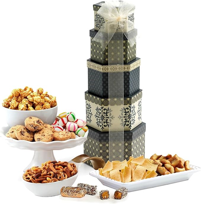 Gourmet Food Gift Basket Tower Snack Gifts for Women, Men, Families, College – Delivery for Holidays, Appreciation, Thank You, Congratulations, Corporate, Get Well Soon Care Package