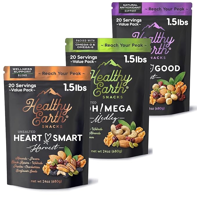 Mixed Nuts Unsalted | Trail Mix | Trail Mix without Peanuts | Sugar Free Snacks | Gourmet Snacks, Protein Snacks, Gluten Free, No Preservatives, High Fiber Snacks (Three Pack Bundle)