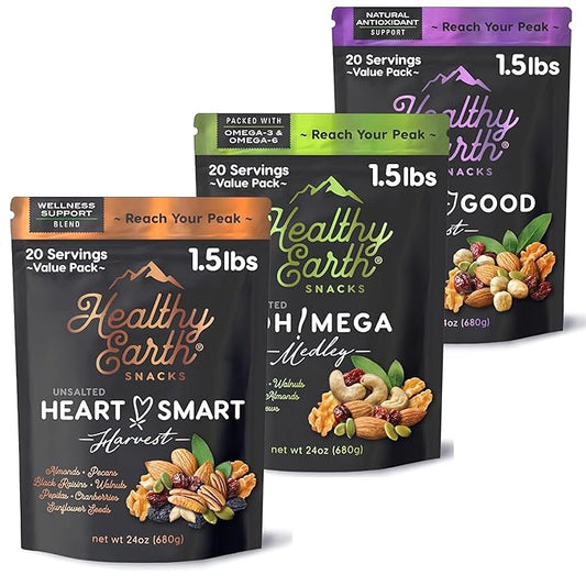 Mixed Nuts Unsalted | Trail Mix | Trail Mix without Peanuts | Sugar Free Snacks | Gourmet Snacks, Protein Snacks, Gluten Free, No Preservatives, High Fiber Snacks (Three Pack Bundle)
