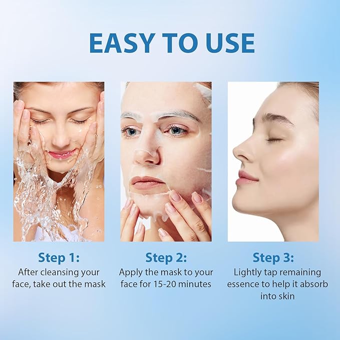 Facial Masks Skincare for Women,Salicylic Acid Moisturize Face Mask Sheet for Girl,Hydrating Face Mask for All Skin Types,Dry Skin & Sensitive Skin(10-Packs)