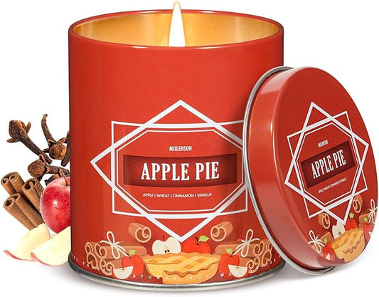 Apple Pie Fall Scented Candle – 9 oz Soy Wax in Travel-Friendly Reusable Tin, Non-Toxic & Clean Burning, 50-Hour Burn – Cozy Autumn Fragrance, Holiday Gift & Fall Decor for Women & Men