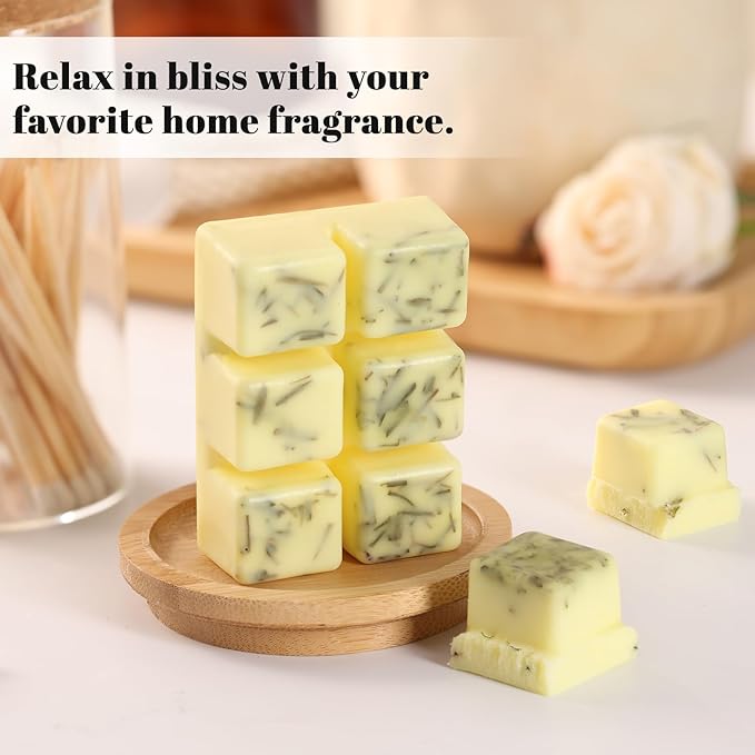 DEVI Scented Wax Melts with Dried Flowers, Natural Soy Wax Cubes Strong Scent - Fall Scented Candle Melts for Warmer, Vanilla Almond Biscuit, Lavender & Eucalyptus, Jasmine, Citronella, 4 Pack