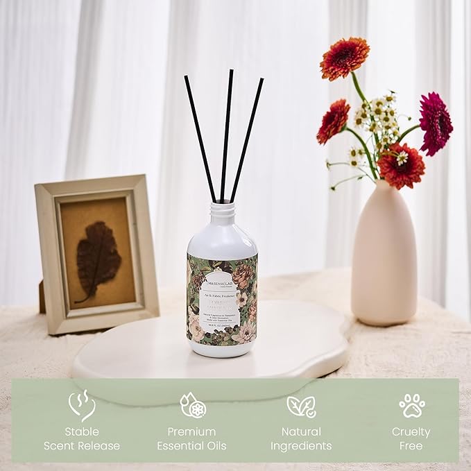 M&SENSE Reed Diffuser Oil Refill, 16.9 Fl Oz with 10 Hollow Reed Sticks, Forest Mint Fir Scent Home Fragrance, Scented Oil Refills, Natural Essential Oils for Diffusers, Décor for Home Spa Office