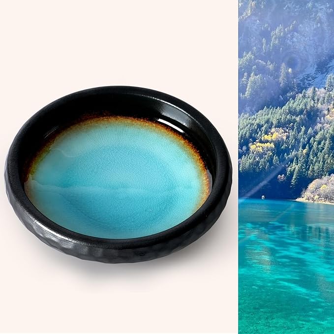 Ceramic Incense Burner,Handmade Incense Stick Incense Burner Reflux Burner,Sage, Coil Incense, Ash Catcher, Smudge Bowl for Yoga Meditation Room Décor,Crack Blue