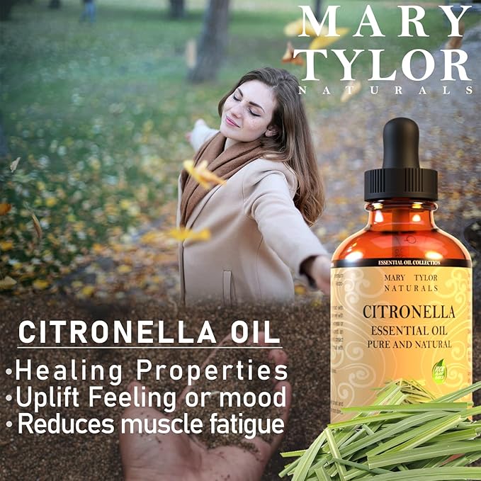 Citronella Essential Oil (4 oz) 100% Pure and Natural, Therapeutic Grade Perfect for Aromatherapy, Diffuser, DIY and More by Mary Tylor Naturals