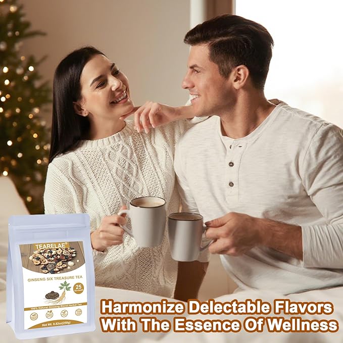 TEARELAE - Ginseng Six Treasure Tea - 10g x 25 Count - Traditional Chinese Herbal Tea for Health Support, 7 Precious Ingredients - Natural Herbal Blend for Daily Wellness - Caffeine-free