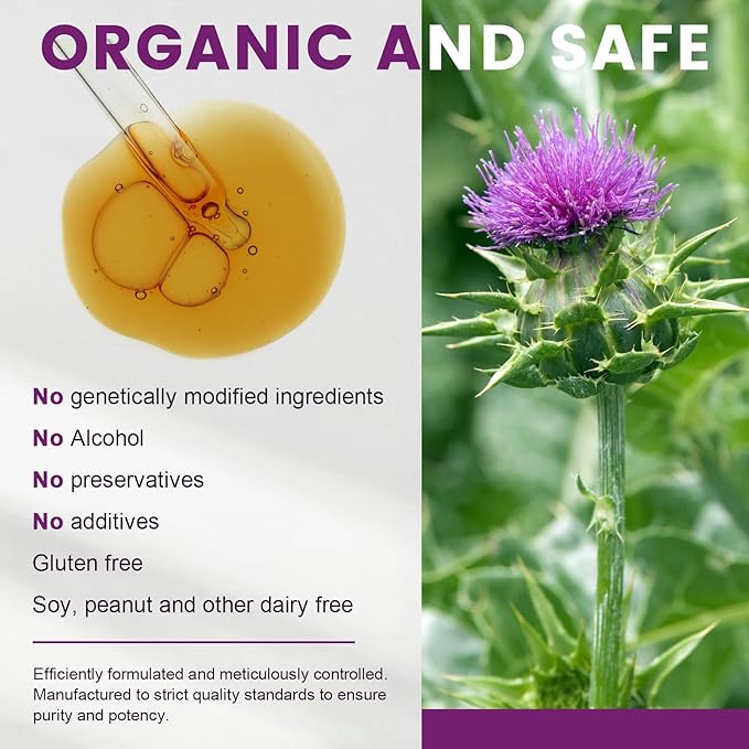 (4 Pack) Milk Thistle Supplement for Liver Cleanse Detox & Repair, Liver Detox Drops with Organic Milk Thistle Seed, Artichoke Extract, Dandelion, Turmeric and Vegan, Non-GMO, Gluten-Free, 1 Fl Oz