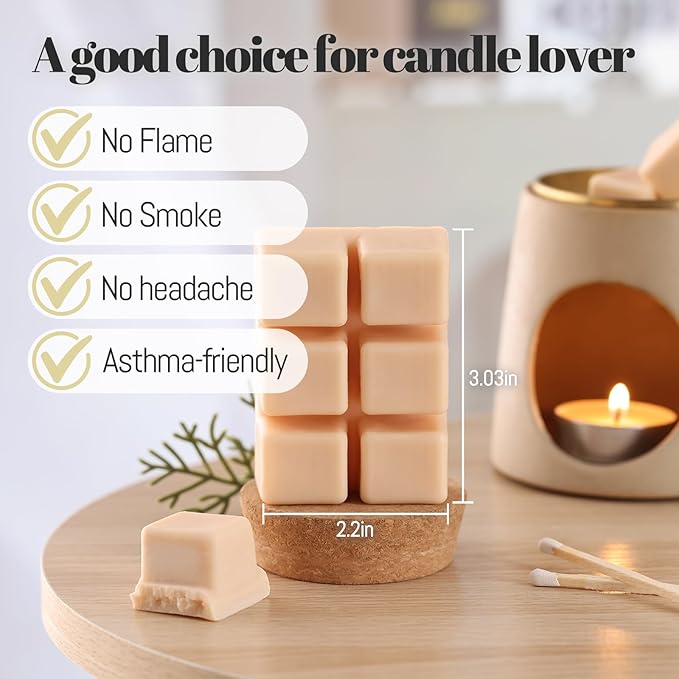DEVI Scented Wax Melts, Natural Soy Wax Cubes Strong Scent -Vanilla Almond Biscuit - Long Lasting Scented Melts for Warmer, 4 Pack(24-Cubes)