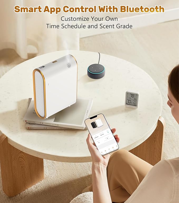 Essential Oil Diffuser for Home, Bluetooth Smart Scent Diffuser, Waterless Aromatherapy Diffuser, 1500 ft² Cold Air Hotel Collection Diffuser, Aroma Diffuser for Home, Hotel, Spa, Office