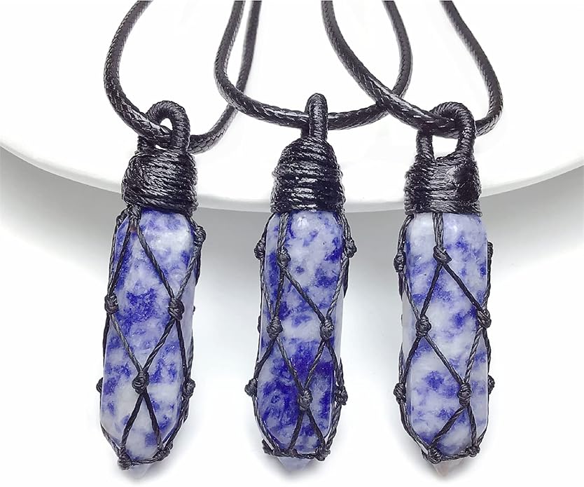 EDEN'S CALL Hexagonal Crystal Point Pendant Necklace for Unisex Adjustable Dainty Natural Stone Pendulum Amulet for Good Luck