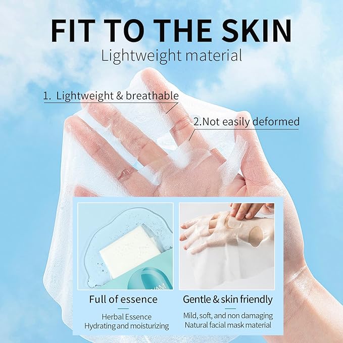 Hyaluronic Acid Face Masks Skincare for Women,Collagen& Snail Facial Masks,Hydrating Face Mask for All Skin Types (12Pack)