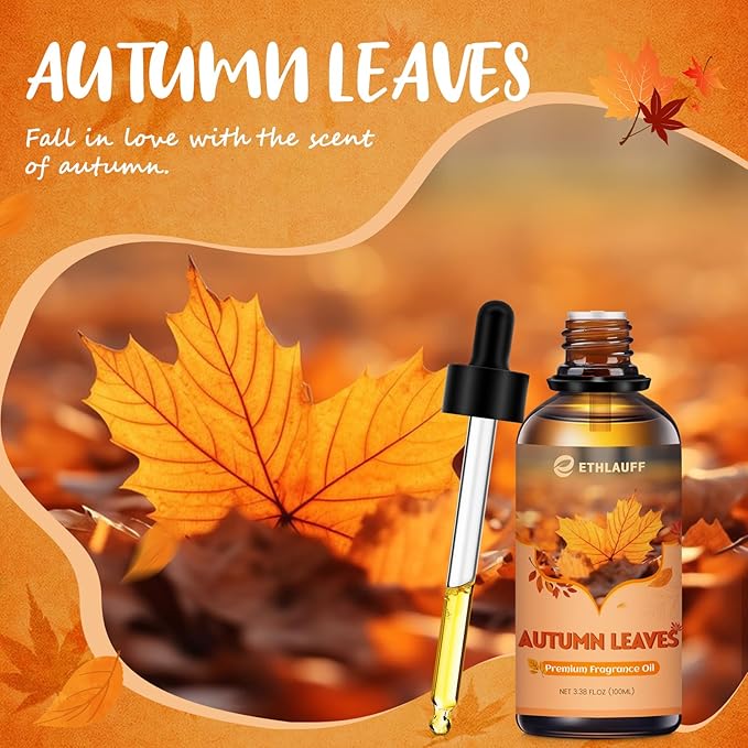 Autumn Leaves Essential Oil, 100ml Fall Leaves Essential Oil for Diffusers for Home, Autumn Scented Oils for Candle & Soap Making, Bath Bombs, Massage - 3.38FL.OZ