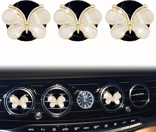 3 Pcs Butterfly Air Vent Clips,Car Air Fresheners Vent Clips Long Lasting Car Diffuser Interior Decor Charm Car Decoration Cute Accessories for Women Girls,Automotive Air Fresheners (White, 1)